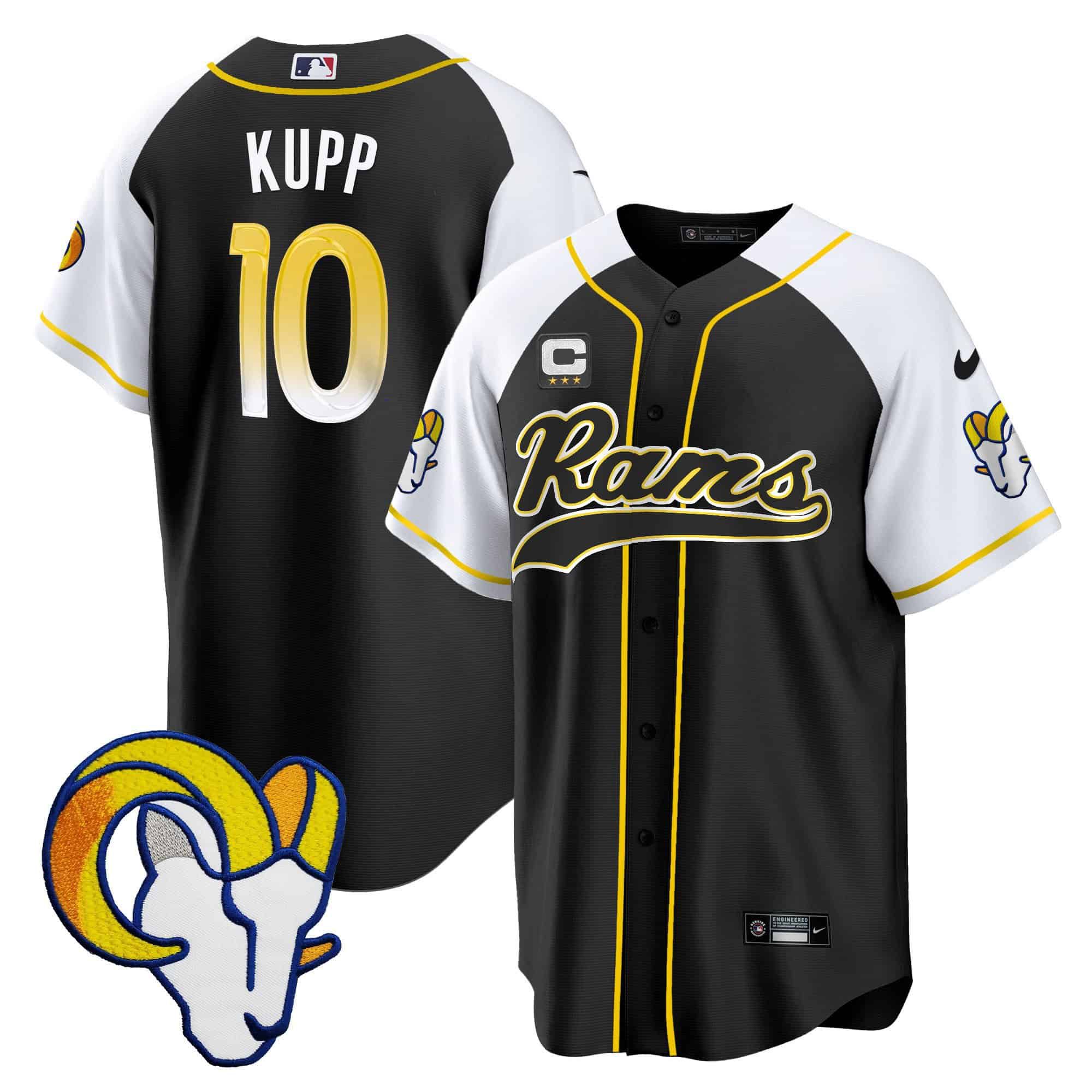 Men Los Angeles Rams 10 Kupp Black 2024 Nike Baseball NFL Jersey